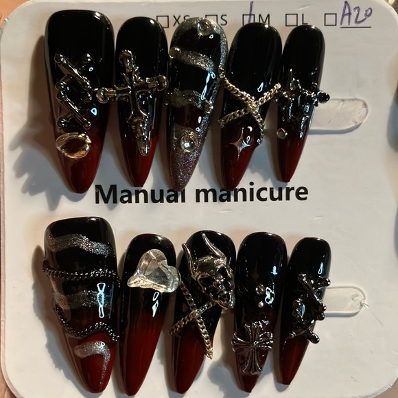 Handmade Other - Black and Red Gothic Nail Set